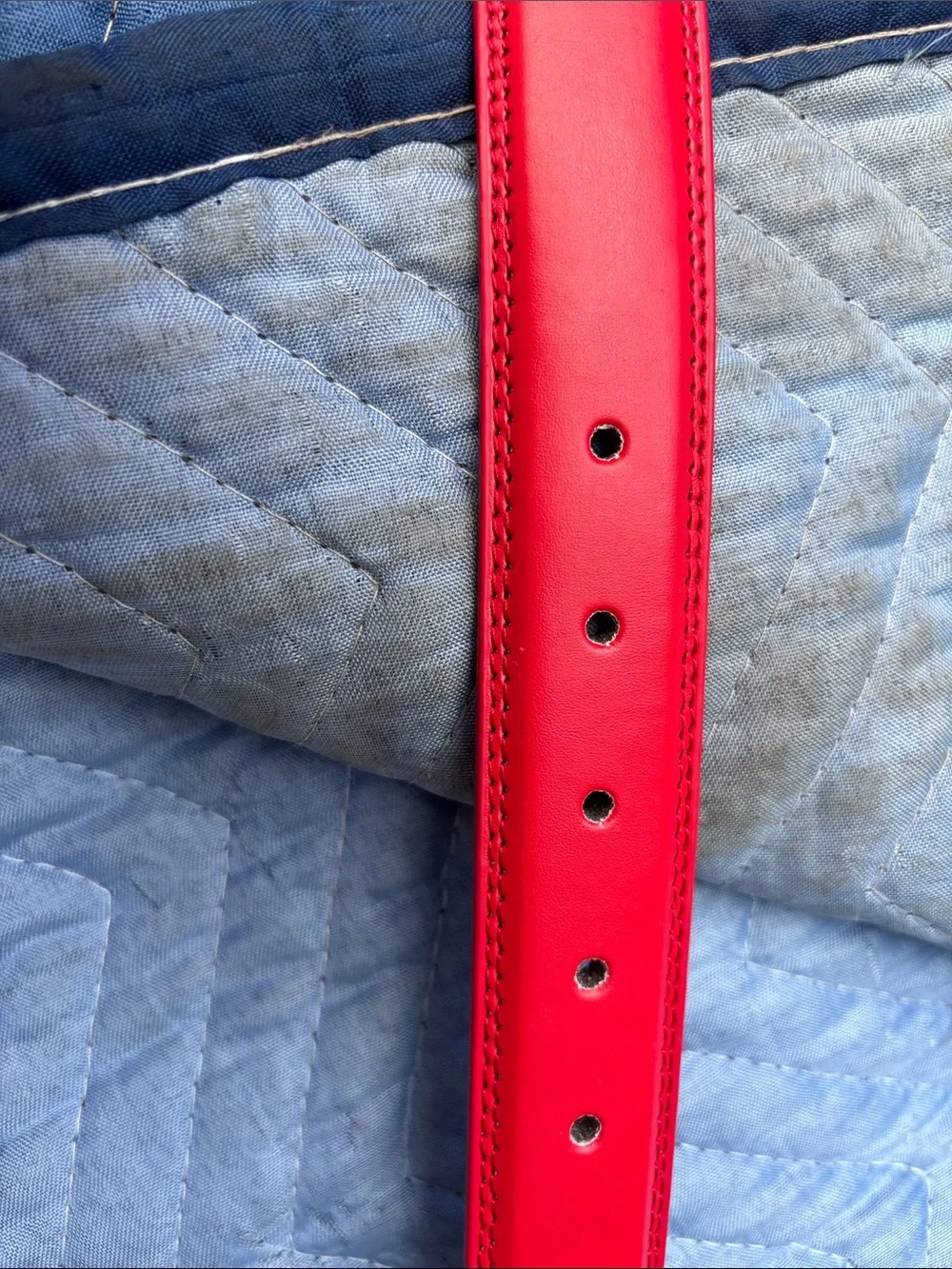 Men's Red Leather Belt with Polished Buckle Fredrico Leone